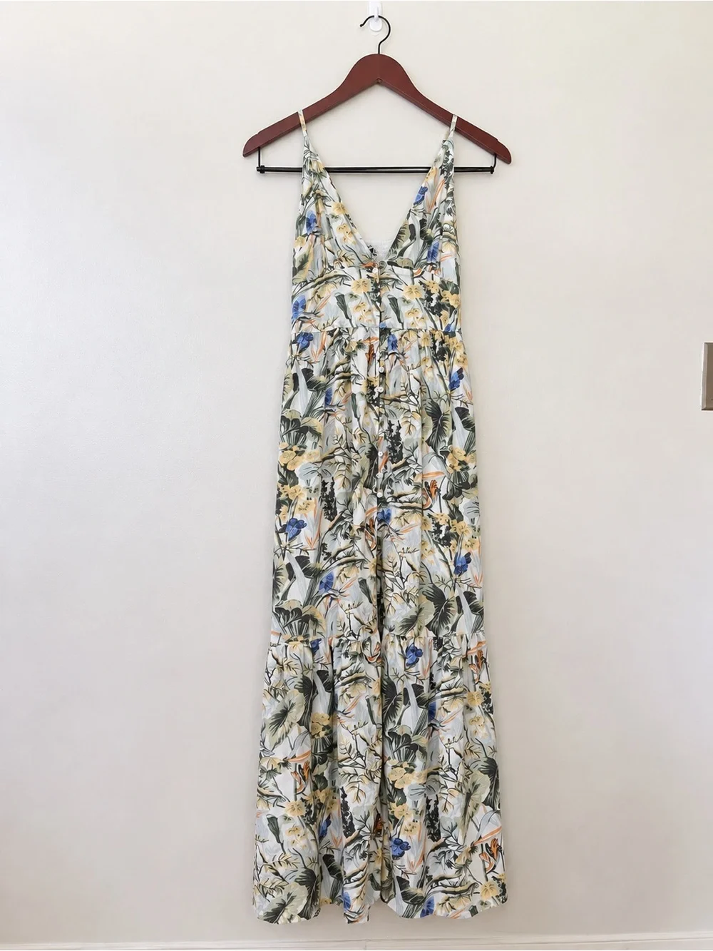 Abercrombie & Fitch XS Tropical Floral Button Front Maxi Dress